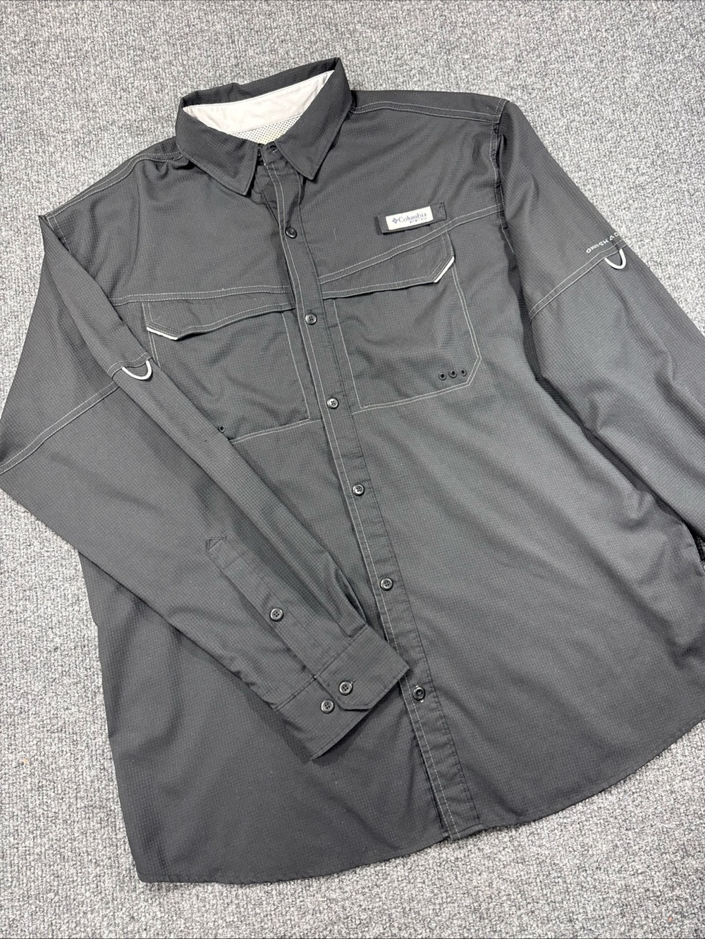 Men's Black Long Sleeve PFG Omni-Shade Shirt by Columbia-Size XL